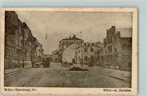 Wilna Vilnius 1915 - Sawalnaja Straße Pferdestraßenbahn