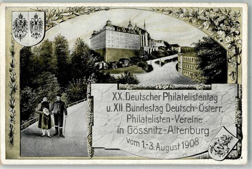 Altenburg Tracht Schloss XX. Deutscher Philatelistentag 1908