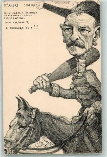 1902 General Andre Guerre a Toujours soif Denizard Karikatur sign. Orens