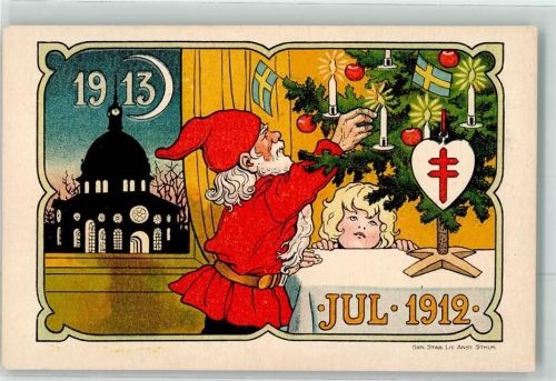 Neujahr Weihnachten Zwerg Schwedische Wimpel AK