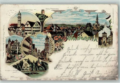 Wangen 1902 Gruss aus - Litho, Kriegerdenkmal AK