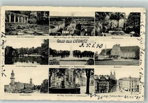 Liegnitz 1940 Piasten-Schloss Bahnhof Am Ring Gasthaus Ratskeller Peter und Paul Kirche