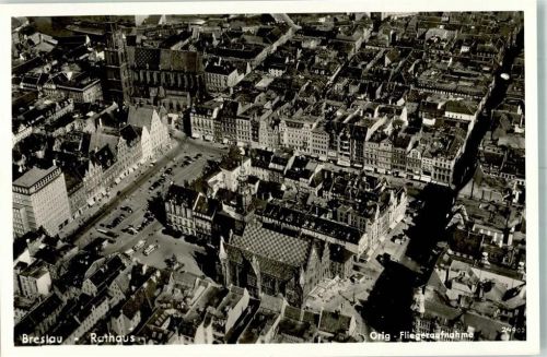 Breslau 1938 Fliegeraufnahme Strähle Rathaus