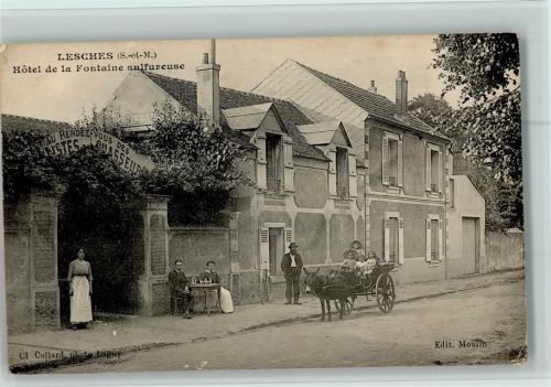 77450 Lesches - Hotel de la Fontaine sulfureuse Kutsche Esel