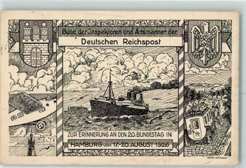 Hamburg 1926 Bund der Inspektoren und Amtmänner Reichspost 1926