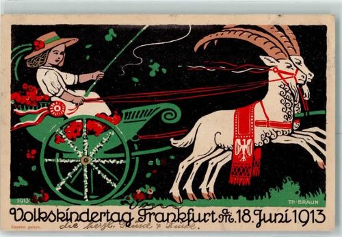 Frankfurt 1913 Volkskindertag sign. Theodor Braun 1913 offiz. Karte Nr. 2