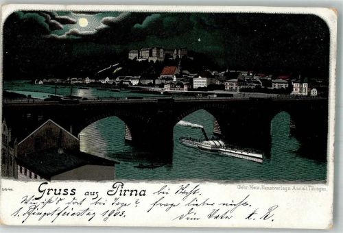 Pirna 1903 Elbe Elbbrücke Schloss Sonnenstein
