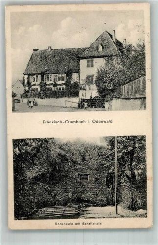 Fränkisch-Crumbach 1914 Gasthaus Burgruine Rodenstein mit Scheffeltafel