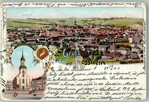 Roßwein 1901 Lithographie