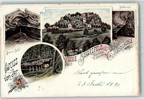 Herzberg 1896 Gruss aus Einhornhöhle AK