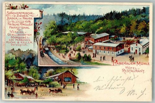 Rabenau 1901 Hotel Gasthaus Rabenauer Mühle Eisenbahn