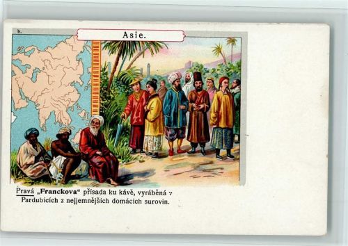 1898 Franck Kaffee-Ersatz - Prava Franckova , Kaffee Werbung - ca 1898, Volkstypen Asien, gute Erhaltung AK