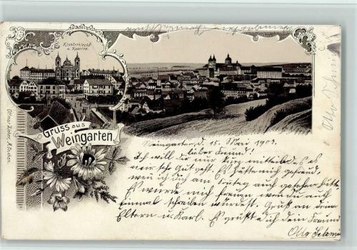 88250 W7987 Weingarten , Württ 1903 Lithographie Gruss aus - gute Erhaltung AK