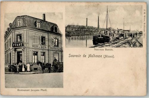 Mulhouse 1905 Gasthaus Jaques Pfadt Hafen AK
