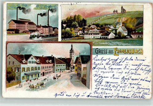 Ergoldsbach 1906 Fabrikgebäude Kapelle Kirche Gasthaus Fuhrwerk
