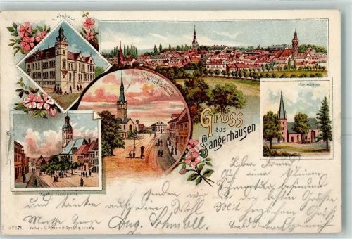 Sangerhausen 1899 Kreishaus Markt Jacobikirche Ulrichsplatz Kirche Kriegerdenkmal Marienkirche