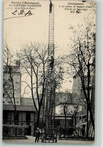 Paris 1910 20 m Leiter Exercices Entrainement des Sapeurs-Pompiers