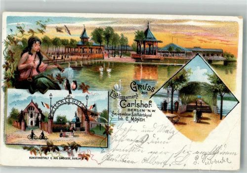 Spandau 1899 Gasthaus Carlshof Lithographie