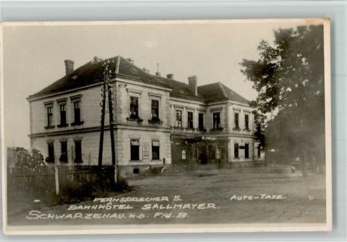 Schwarzenau 1942 Bahnhotel Sallmayer AK