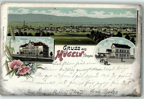 Mügeln 1900 Schule Bahnhof