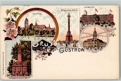 Güstrow Domkirche Siegessäule 1813 - 14 Landgericht Post Kriegerdenkmal 1870 - 71