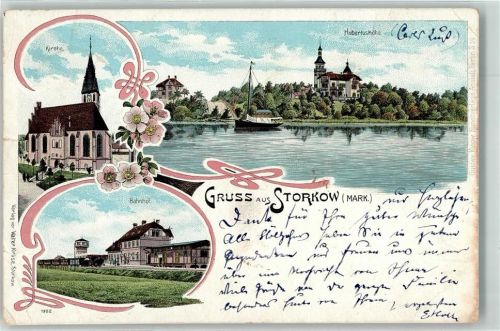 Storkow 1901 Hubertushöhe Bahnhof Kirche