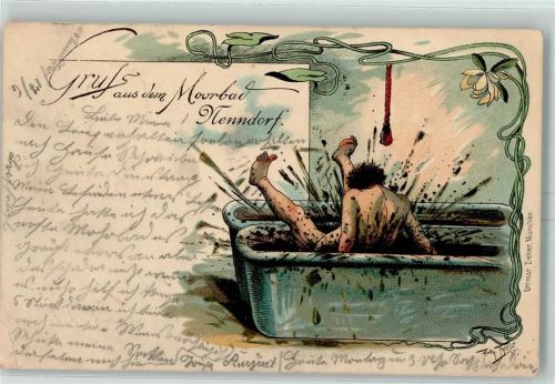 Bad Nenndorf 1901 Lithographie sign. Thiele, Arthur Jugendstil