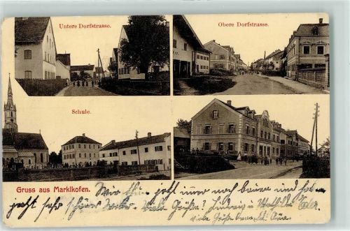 Marklkofen 1913 Untere und Obere Dorfstraße Schule Pfarrkirche Maria Himmelfahrt