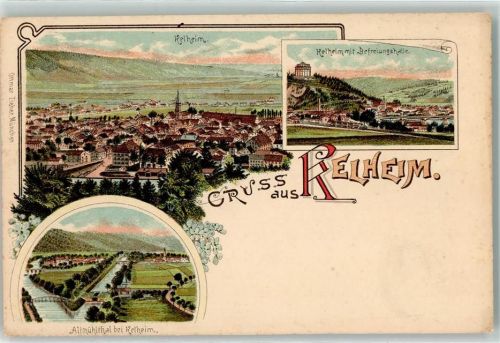 93309 W8420 Kelheim Lithographie Befreiungshalle Altmühltal Verlag Ottmar Zieher-München