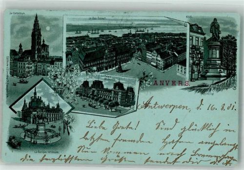 Antwerpen 1901 Justizgebäude Denkmal Kirche