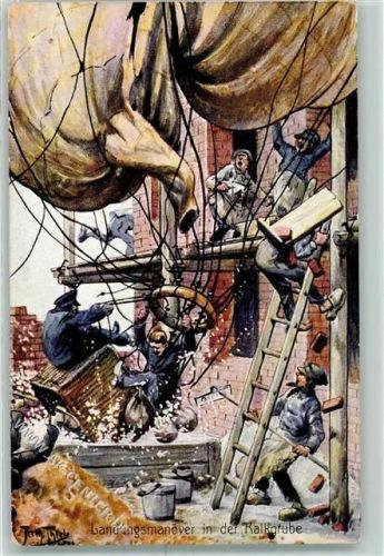 FED Serie 409 sign. Thiele, Arthur Landungsmanöver AK Ballon 1910 Künstlerkarte
