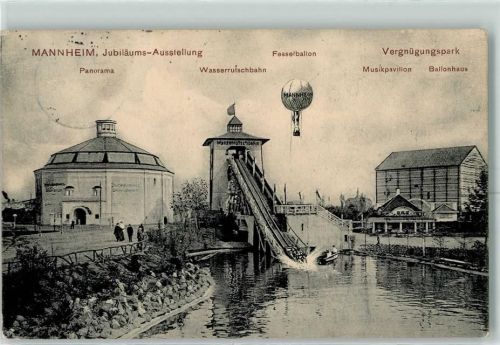 W6800 Mannheim Jubikäums Ausstellung Wasserrutsche Ballonhaus Verlag Josef Hepp Nr. 24052 Ballon 1907