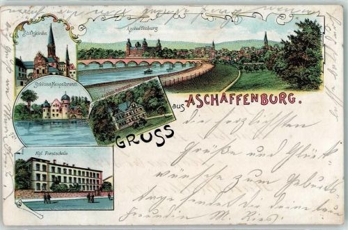 Aschaffenburg 1902 Kgl. Forstschule Schloß Mespelbrunn Stiftskirche Schloß Rohrbrunn