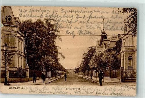 Offenbach 1904 Tulpenhofstraße Mann Laterne