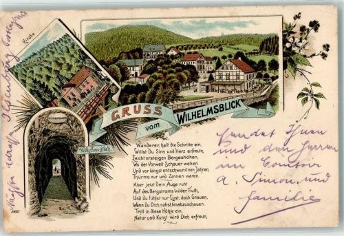 Treseburg 1902 Gasthaus Wilhelmsblick Kirche Gedicht
