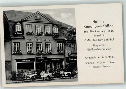 Bad Blankenburg Hahn´s Konditorei Kaffee Bier Wein Gebäck Cafe
