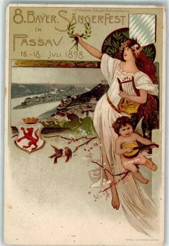 Passau 8. Bayer. Sängerfest Juli 1898 Engel Wappen