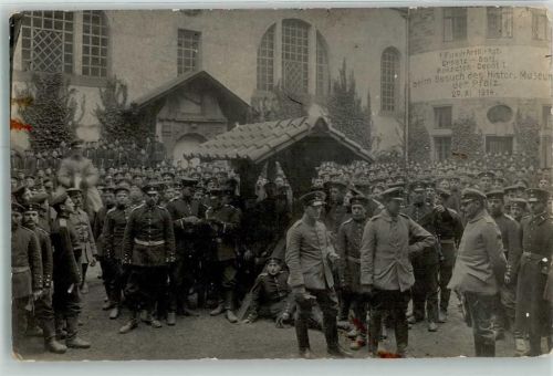 Germersheim 1914 1. Fuss. Artill. Rgt. Ersatz Batl. Rekruten Depot I Besuch Historisches Museum Uniform Soldaten Ort lt. Stempel