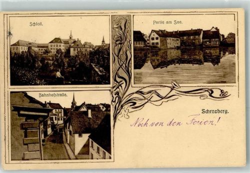 74575 W7187 Schrozberg 1912 - Bahnhofstraße Schloss am See