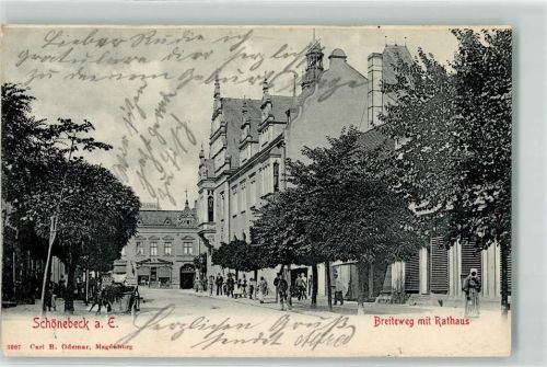 Schönebeck 1902 Breiteweg mit Rathaus