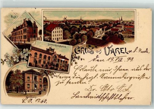 Varel 1899 Post Landwirtschaftsschule Rathaus
