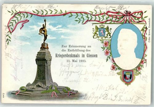 Gießen 1900 die Enthüllung des Kriegerdenkmals Kaiser Wilhelm II. Wappen
