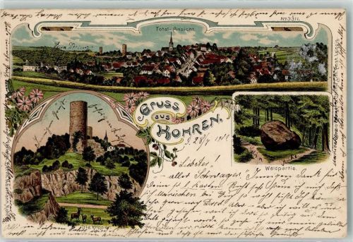 Kohren-Sahlis 1901 Die Klippen Turm Wild Reh Wald Kirche Gruss Blumen