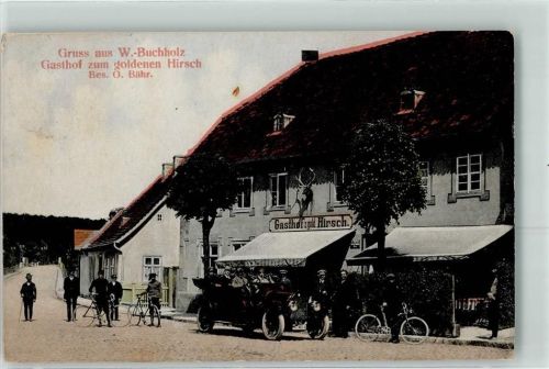 Märkisch Buchholz 1919 Gasthaus zum goldenen Hirsch Fahrrad Oldtimer