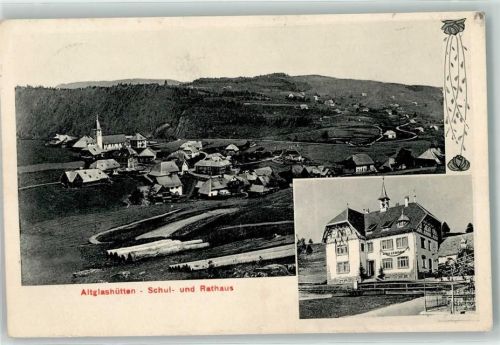 Altglashütten 1915 Schul- und Rathaus