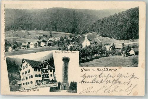 Enzklösterle 1904 Kaiser Wilhelm Turm Gasthaus z. Krone