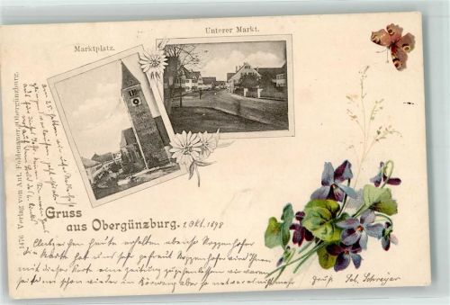 Obergünzburg 1898 Marktplatz Unterer Markt Schmetterling