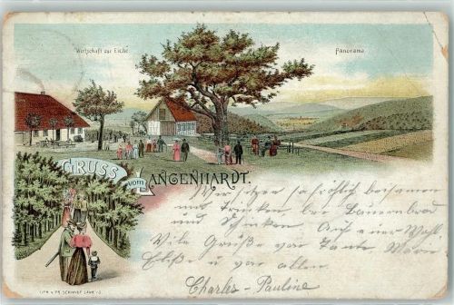 Langenhardt 1902 Gasthaus zur Eiche Lithographie