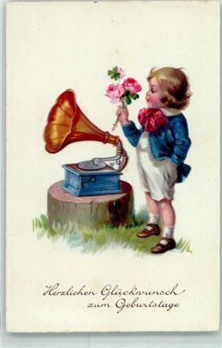 1925 - 1930 Geburtstag Gratulant Kind mit Rosen Verlag EAS 5233