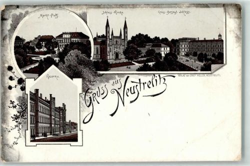 Neustrelitz Marktplatz Schloss Kirche Grossherzogliches Schloss Kaserne Gruss